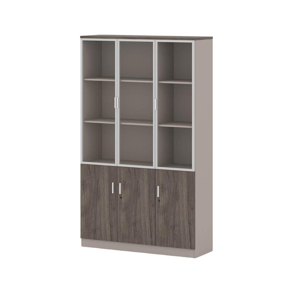3-door-filling-cabinet-23323.jpg Modern 3Door Office File Cabinet With Glass Doors Storage Unit - Image 1
