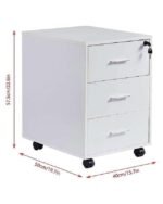 Modern Pedestal Drawer with Lock & 3-Section Rails white - Image 2