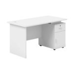 White Office Table Integrated Drawer - Image 2