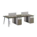 4-person Office Workstation With Metal Legs And Lockable Drawer - Image 2