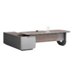 Aurelius Modern Executive Office Desk Walnut Grey