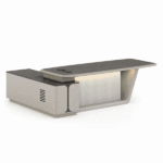 Modern Executive Office Desk with Integrated Side Cabinet