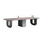 Luxury Executive Curved Meeting Table Dark Walnut Finish