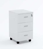 Modern Pedestal Drawer with Lock & 3-Section Rails white