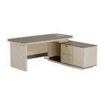 EliteWave Rounded Executive Office Desk Beige & Khaki Finish - Image 2