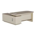 EliteWave Rounded Executive Office Desk Beige & Khaki Finish