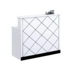 Diamond Front Modern Reception Desk – White Gloss Finish