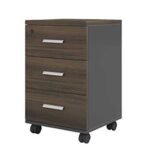 Mobile Pedestal Drawer with Lock & 3-Section Rails Coffee