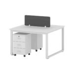 Modern 2-Person Workstation Desk with Divider & Mobile Pedestals