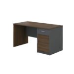 140cm walnut grey office table with drawer and door