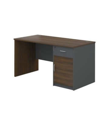140cm walnut grey office table with drawer and door
