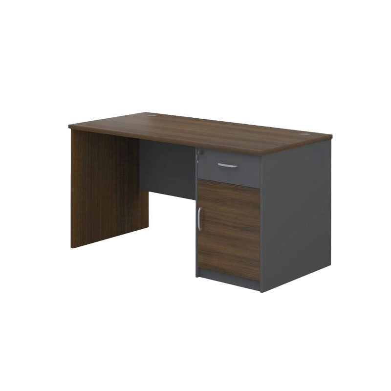 Office Table with Drawer & Door 140cm Walnut Grey 140cm walnut grey office table with drawer and door